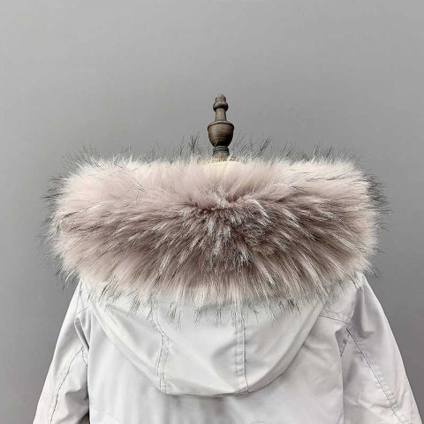 Unisex Faux Raccoon Fur Collar Winter Jacket Accessories S2410