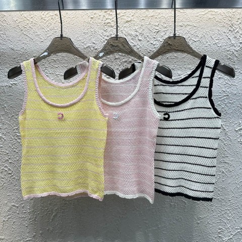 Elegant Women's Stripe Breathable Knit Tank Top