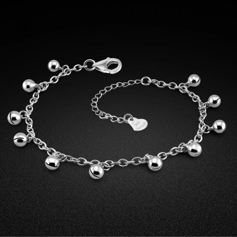 Elegant 925 Sterling Silver Anklet with Bells for Women - Beach Jewelry 27cm