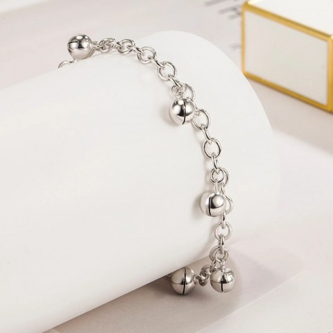 Elegant 925 Sterling Silver Anklet with Bells for Women - Beach Jewelry 27cm