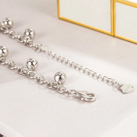Elegant 925 Sterling Silver Anklet with Bells for Women - Beach Jewelry 27cm