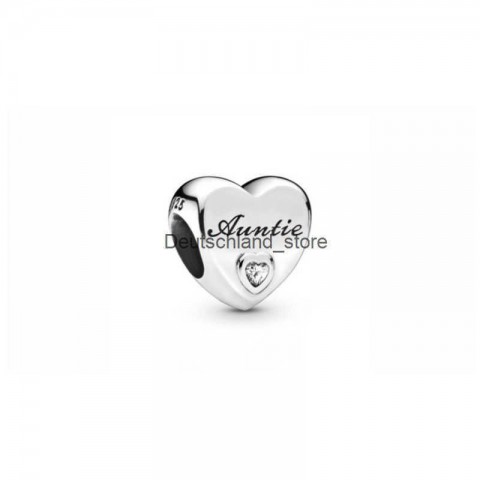 Sterling Silver Heart Beads Charms for Women - S925 Loose Jewelry Beads