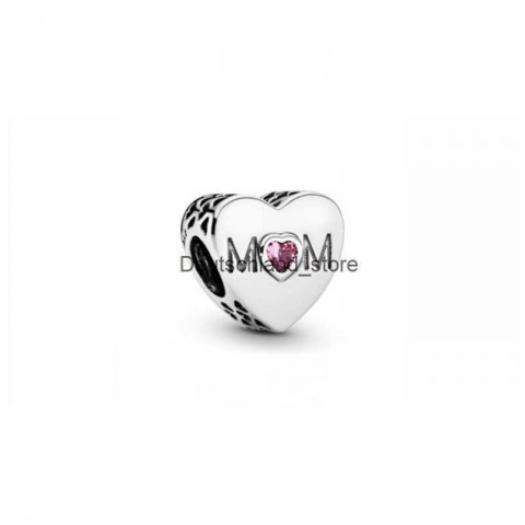 Sterling Silver Heart Beads Charms for Women - S925 Loose Jewelry Beads