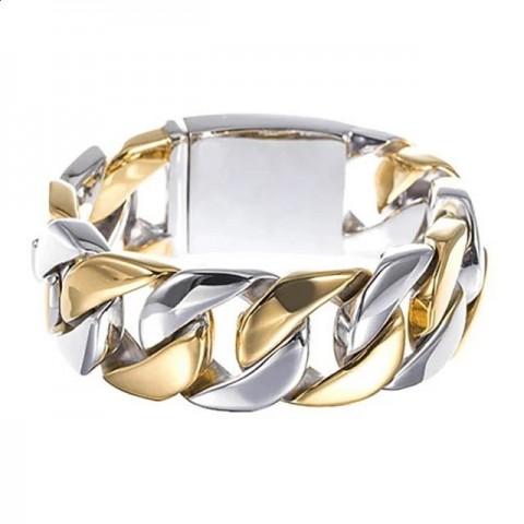 Punk Rock Stainless Steel Curb Link Bracelet for Men & Women, 26mm/31mm, Hiphop Biker Jewelry