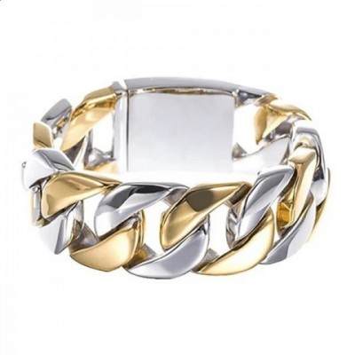 Punk Rock Stainless Steel Curb Link Bracelet for Men & Women, 26mm/31mm, Hiphop Biker Jewelry