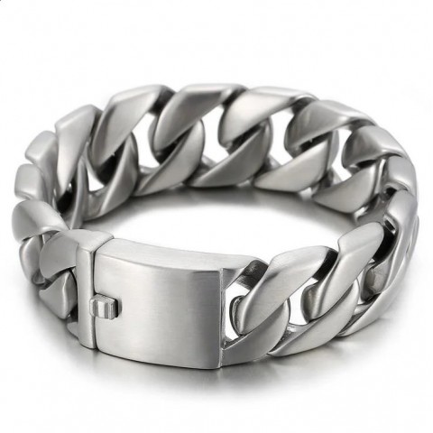 Punk Rock Stainless Steel Curb Link Bracelet for Men & Women, 26mm/31mm, Hiphop Biker Jewelry