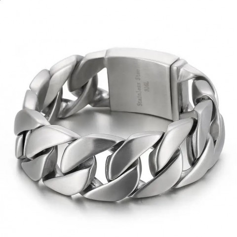 Punk Rock Stainless Steel Curb Link Bracelet for Men & Women, 26mm/31mm, Hiphop Biker Jewelry