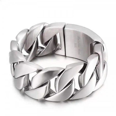 Punk Rock Stainless Steel Curb Link Bracelet for Men & Women, 26mm/31mm, Hiphop Biker Jewelry