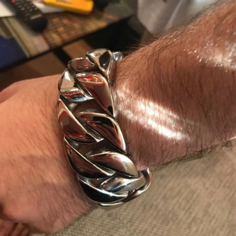 Punk Rock Stainless Steel Curb Link Bracelet for Men & Women, 26mm/31mm, Hiphop Biker Jewelry