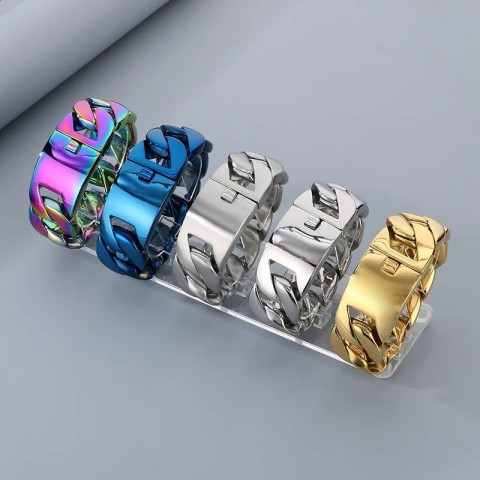 Punk Rock Stainless Steel Curb Link Bracelet for Men & Women, 26mm/31mm, Hiphop Biker Jewelry
