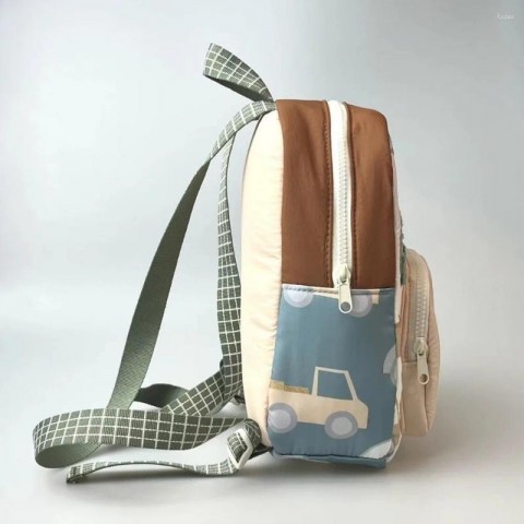 Cartoon Car Embroidery Lightweight Multifunctional School Bag for Boys