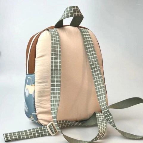 Cartoon Car Embroidery Lightweight Multifunctional School Bag for Boys