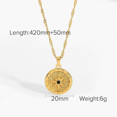 French Designer Titanium Round Coin Necklace - Versatile Women's Sweater Chain