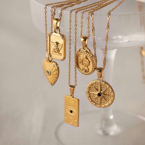 French Designer Titanium Round Coin Necklace - Versatile Women's Sweater Chain
