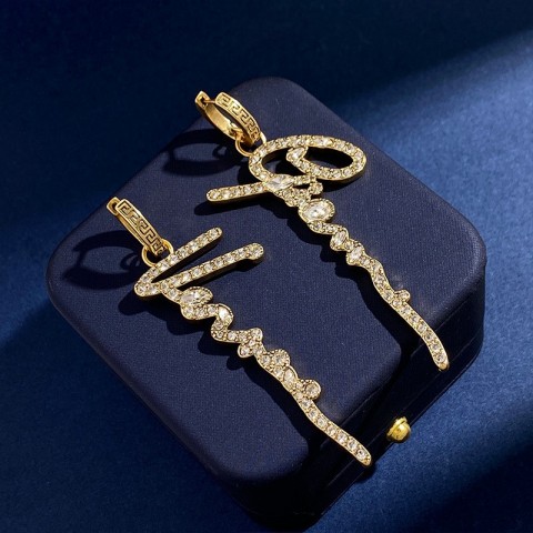 High-Quality GV Signature Asymmetrical Crystal Stud Earrings Set for Women - Wedding and Fashion Jewelry LE065