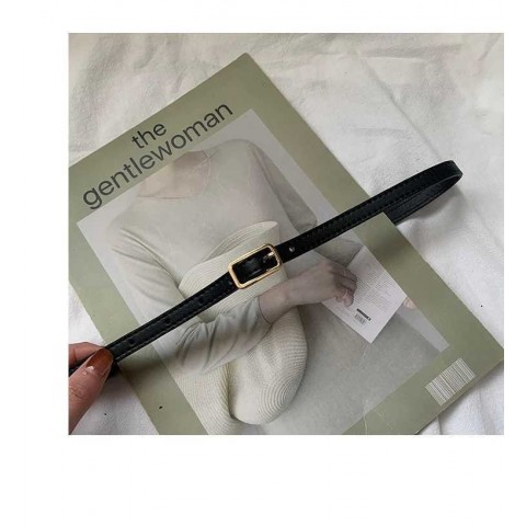 2023 Retro Simple Black Narrow Leather Belt for Women