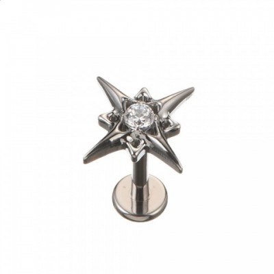 ASTM F136 Threaded Noth Star Stud for Tragus Labret Lip Piercing