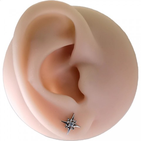 ASTM F136 Threaded Noth Star Stud for Tragus Labret Lip Piercing