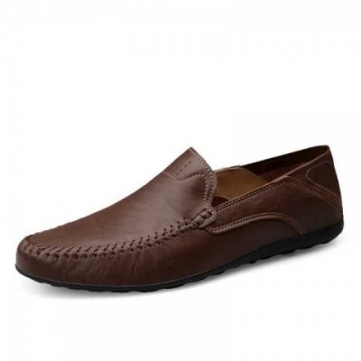 Genuine Leather Men's Breathable Loafers, Stylish Slip-On Moccasins, Plus Size 37-47
