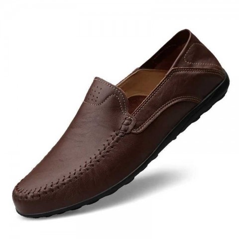 Genuine Leather Men's Breathable Loafers, Stylish Slip-On Moccasins, Plus Size 37-47
