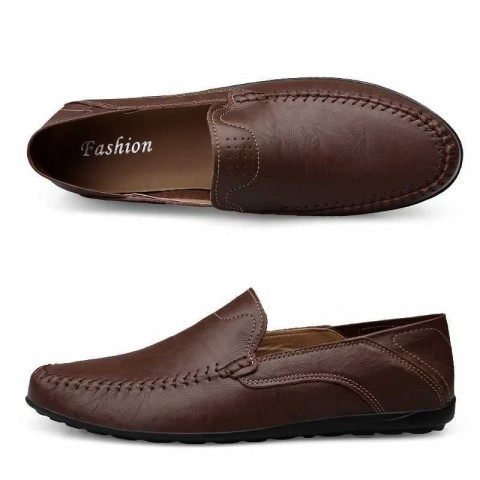 Genuine Leather Men's Breathable Loafers, Stylish Slip-On Moccasins, Plus Size 37-47