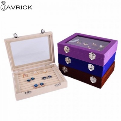 7 Color Velvet Glass Jewelry Organizer Box for Women