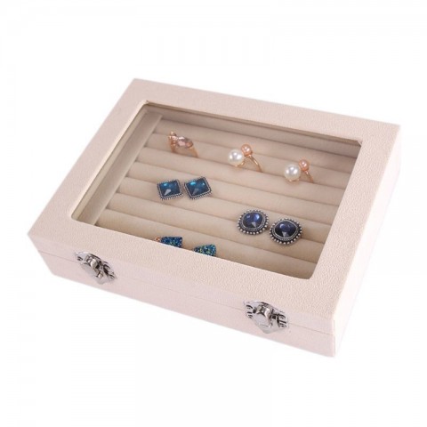 7 Color Velvet Glass Jewelry Organizer Box for Women