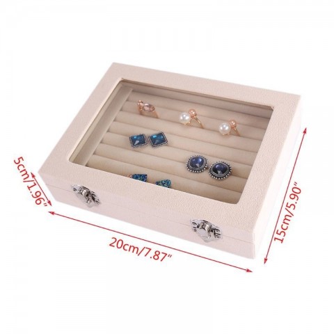 7 Color Velvet Glass Jewelry Organizer Box for Women