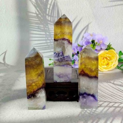 Natural Crystal MASCOT Fluorite Tower, 11cm Healing Decor for Home