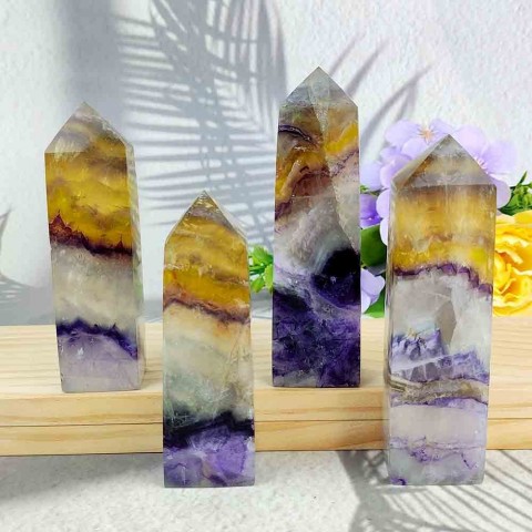 Natural Crystal MASCOT Fluorite Tower, 11cm Healing Decor for Home
