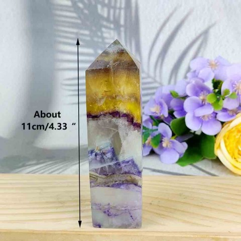 Natural Crystal MASCOT Fluorite Tower, 11cm Healing Decor for Home