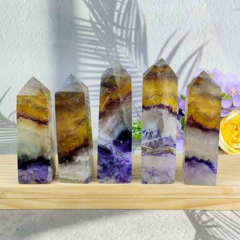 Natural Crystal MASCOT Fluorite Tower, 11cm Healing Decor for Home