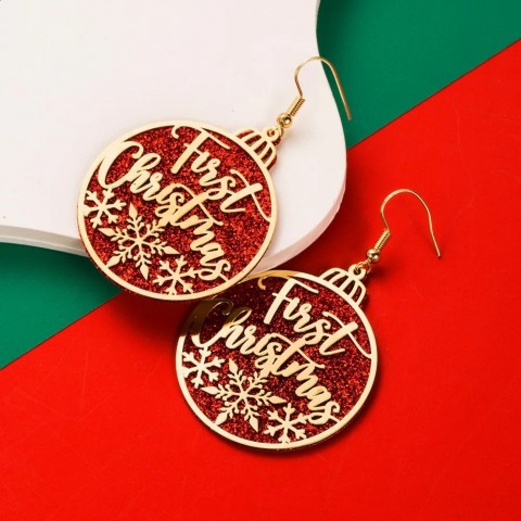 Festive Women's Silver Alloy Glitter Dangle Earrings - Bohemian Christmas Tree & Reindeer Designs