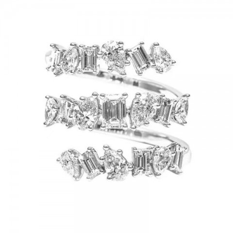 Sterg Sier Women's Adjustable Water Drop Zircon Eternity Ring