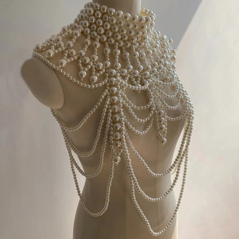 Sexy Adjustable Pearl Body Chain Bra for Women