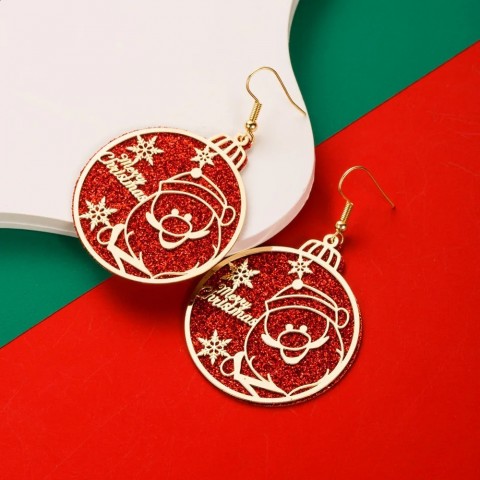 Festive Women's Silver Alloy Glitter Dangle Earrings - Bohemian Christmas Tree & Reindeer Designs