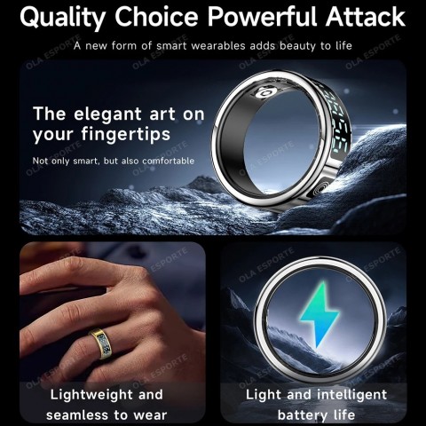 Smart Heart Rate and Blood Oxygen Monitor Ring for Men and Women