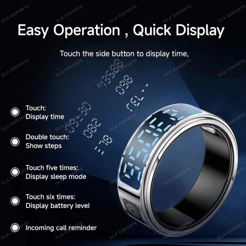 Smart Heart Rate and Blood Oxygen Monitor Ring for Men and Women