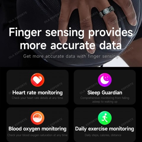 Smart Heart Rate and Blood Oxygen Monitor Ring for Men and Women