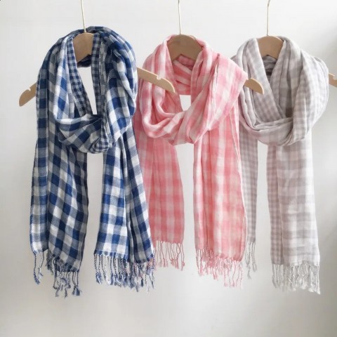 Premium Winter Pashmina Plaid Scarf - 100% Cotton