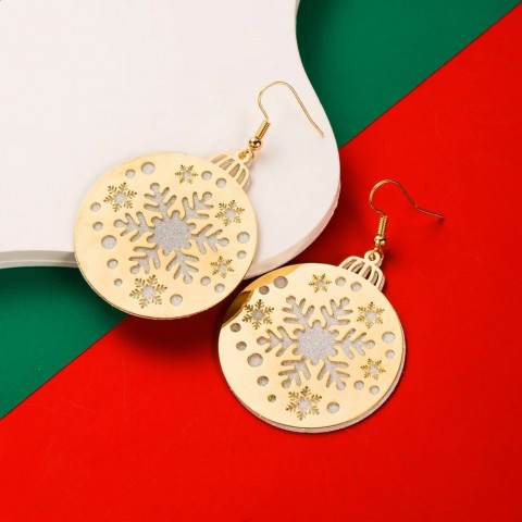 Festive Women's Silver Alloy Glitter Dangle Earrings - Bohemian Christmas Tree & Reindeer Designs