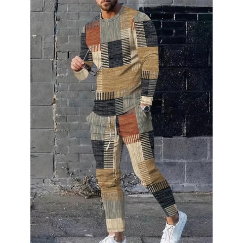 3D Blue Flame Printed Men's Sportswear Suit