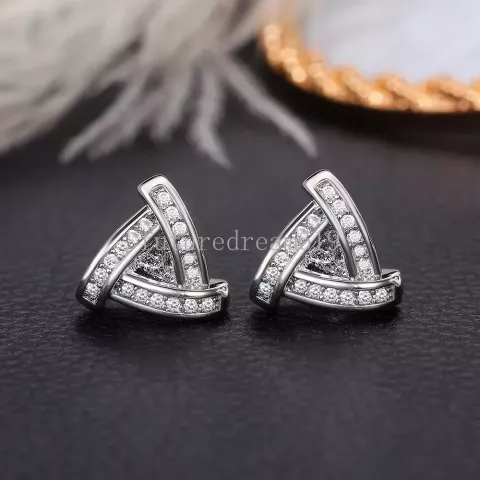 Geometric Triangle Stud Earrings with Cubic Zirconia for Women - Summer Gift
