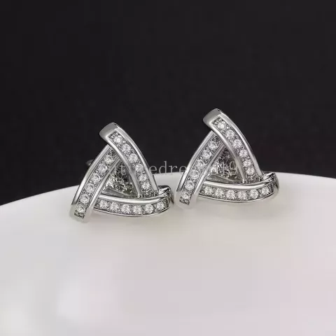 Geometric Triangle Stud Earrings with Cubic Zirconia for Women - Summer Gift