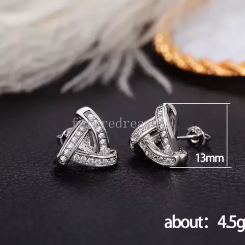 Geometric Triangle Stud Earrings with Cubic Zirconia for Women - Summer Gift