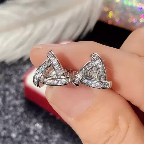 Geometric Triangle Stud Earrings with Cubic Zirconia for Women - Summer Gift
