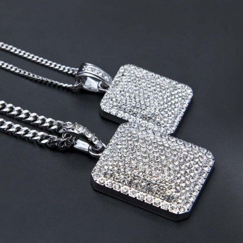 2024 Trendy Men's Hip Hop Rhinestone Pendant Necklace, Gold Filled Cuban Chain