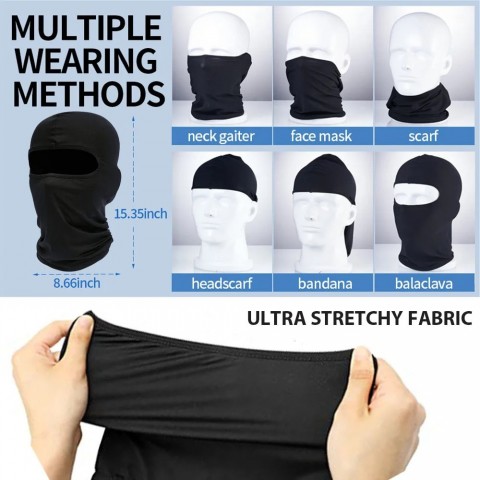 Unisex Cool Full Face Balaclava & Neck Gaiter, Fashion Ski Mask, Black, Multifunction