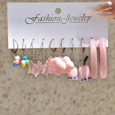 Dangle Chandelier Earrings for Men - Cute Cartoon Butterfly Cloud Design in Gold