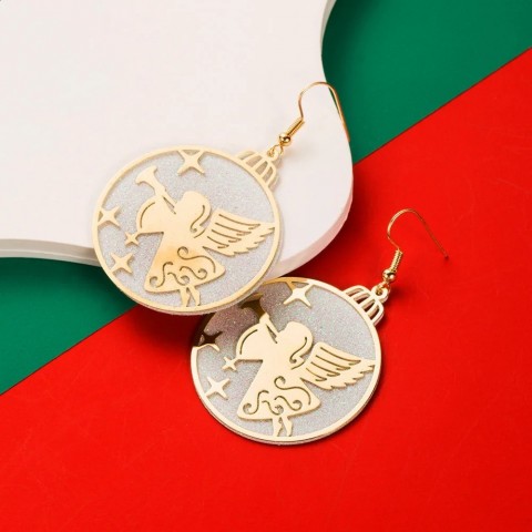 Festive Women's Silver Alloy Glitter Dangle Earrings - Bohemian Christmas Tree & Reindeer Designs